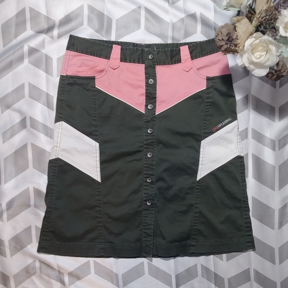 Rare GSUS Sindustries Khaki Color Block Skirt - Picture 1 of 8
